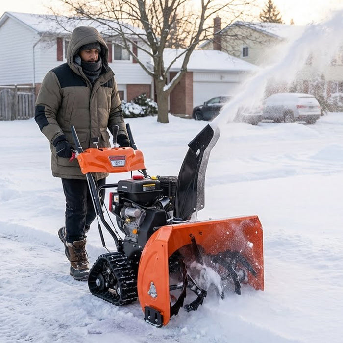 30" Self-Propelled Gas-Powered Snow Blower, Dual-Stage, Rubber Track, Heated Hand Grips, Electric Start, 21" Intake Height, LED Light, TMG-GSB30 TMG Industrial