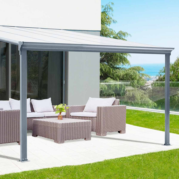 TMG Industrial 10’ x 10’ Aluminum Patio Cover with Clear Panels, TMG-LPC10