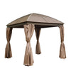 10’ x 10’ Hardtop Curved Steel Roof Patio Gazebo, Mosquito Nets & Curtains Included, TMG-LGZ10
