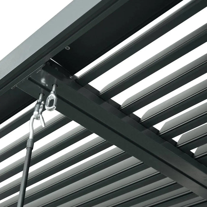 TMG Industrial 10’ x 10’ Louvre Pergola, Water Resistant Flat Roof, Integrated Gutter System, Aluminum Frame, Powdered Coating, TMG-LPG08