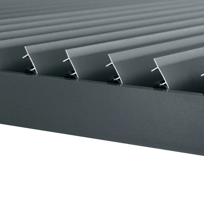 TMG Industrial 10’ x 10’ Louvre Pergola, Water Resistant Flat Roof, Integrated Gutter System, Aluminum Frame, Powdered Coating, TMG-LPG08