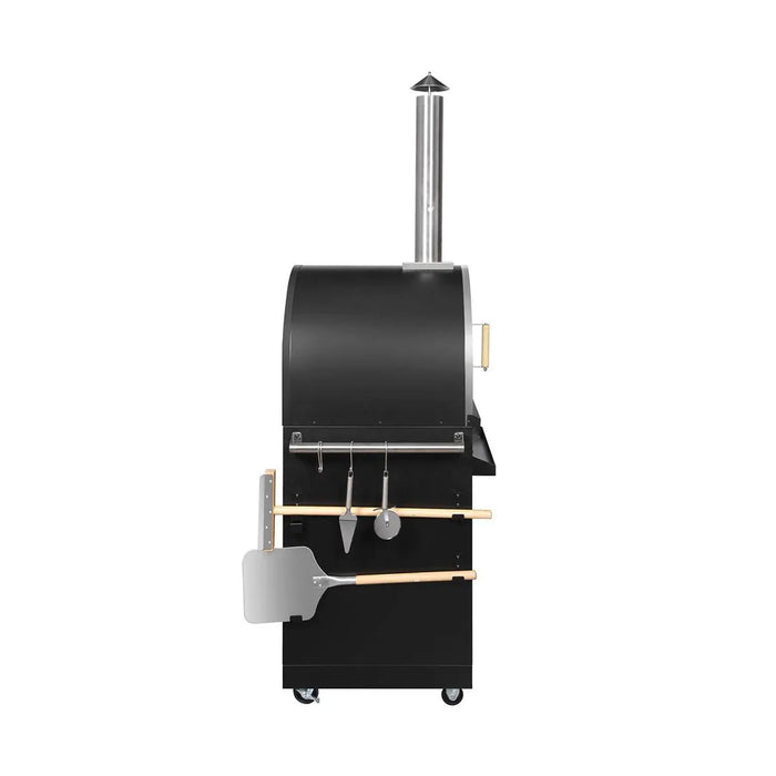 TMG Industrial 11’ 4-Burner Outdoor Kitchen Island (Black), 48000 BTUs, Built-In Pizza Oven, ¾” Cordierite Pizza Stone, CSA Certified, TMG-LKS11B