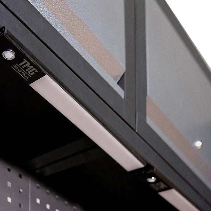 TMG Industrial 12’ Extreme-Duty Steel Garage Tool Chest w/Pegboard, Power Outlets, USB Port, Magnetic Motion LED Lamps, Cabinets & Roll-Out Tool Chest, TMG-WBM12