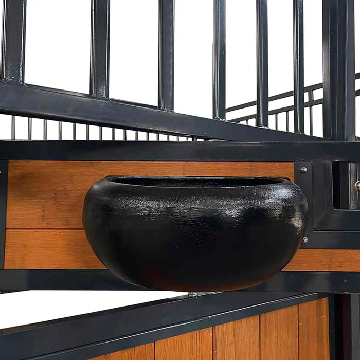 TMG Industrial 12’ Horse Stall Bamboo Panel, Vertical Bar Top, Front panel c/w Window/Feeder and Sliding Door, TMG-FHS13A and FHS13B