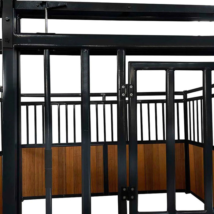 TMG Industrial 12’ Horse Stall Bamboo Panel, Vertical Bar Top, Front panel c/w Window/Feeder and Sliding Door, TMG-FHS13A and FHS13B