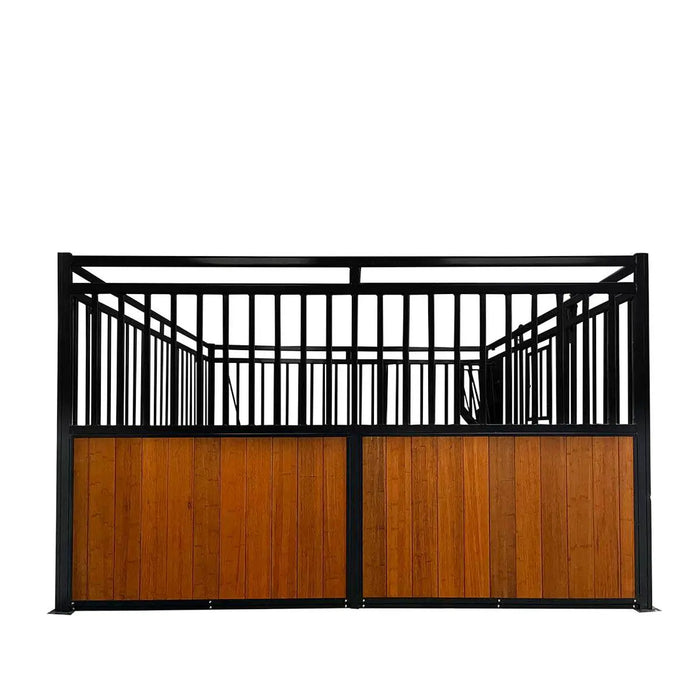TMG Industrial 12’ Horse Stall Bamboo Panel, Vertical Bar Top, Front panel c/w Window/Feeder and Sliding Door, TMG-FHS13A and FHS13B