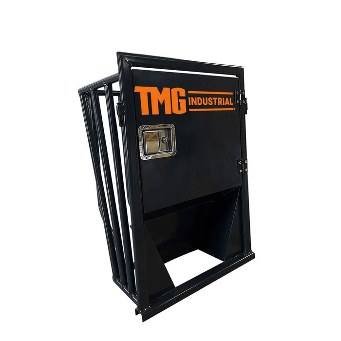 TMG Industrial 12’ Horse Stall Pine Lumber Panel, Vertical Bar Top & Wood-Filled Bottom, Front panel c/w Window/Feeder and Sliding Door, TMG-FHS12A and FHS12B