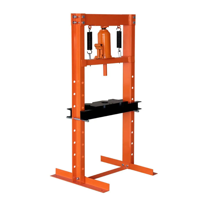 TMG Industrial 12 Ton Capacity Hydraulic Shop Press, H-Frame, Hand Crank Bottle Jack Pressing, 8 Bed Height Positions, TMG-ASP12