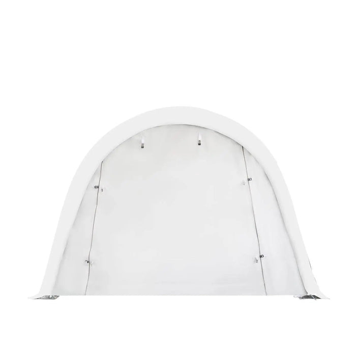 TMG Industrial 12’ x 20’ Car Shelter w/Rounded Roof & Heavy-Duty 11 OZ PE Fabric Cover, Galvanized Steel Frame, Fabric front roll-up door, TMG-ST1220R