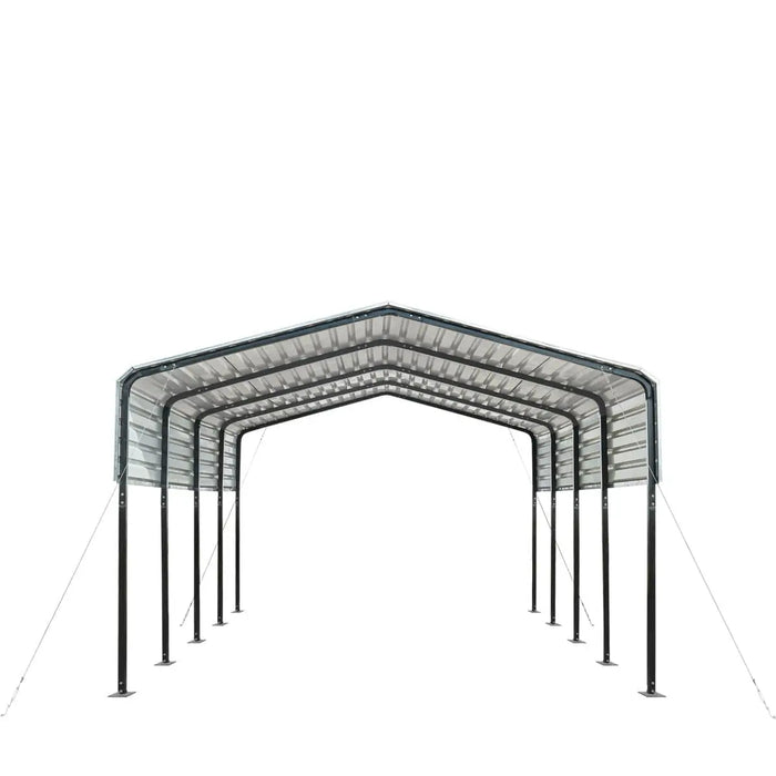 TMG Industrial 12’ x 20’ Metal Shed Carport with 8’ Open Sidewalls, TMG-MSC1220