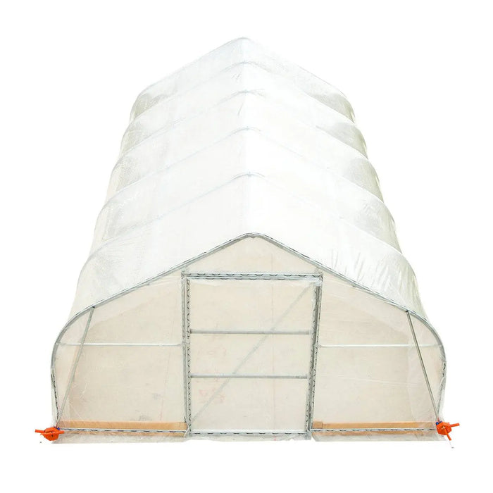 TMG Industrial 12’ x 20’ Tunnel Greenhouse Grow Tent w/6 Mil Clear EVA Plastic Film, Cold Frame, Hand Crank Roll-Up Sides, Peak Ceiling Roof, TMG-GH1220
