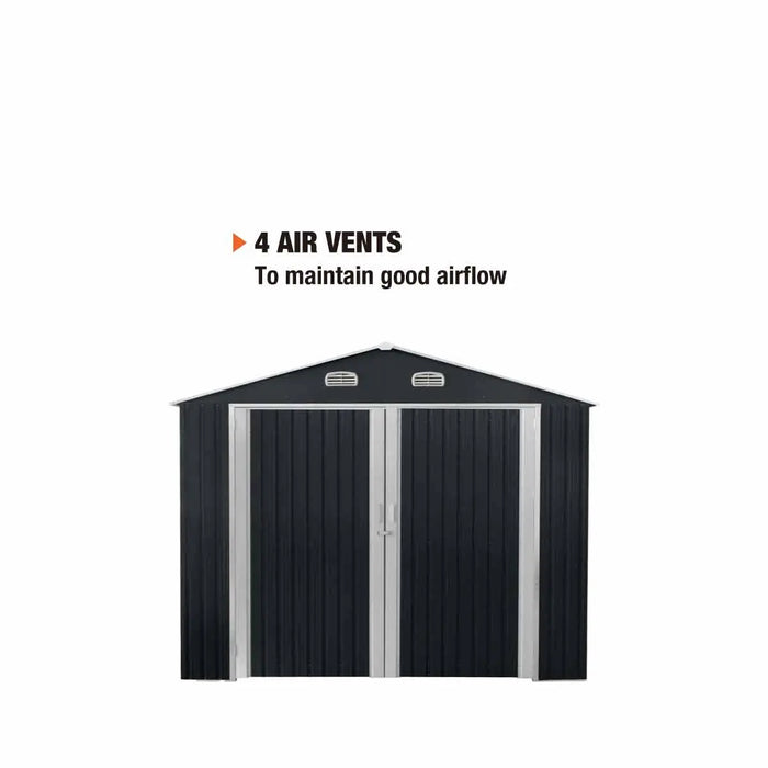 TMG Industrial 13’ x 20’ Metal Garage Shed with Double Front Doors, 7’9” Peak Height, Side Entry Door, 240 Sq-Ft Floor Space, TMG-MS1320A