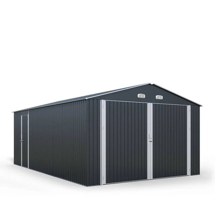 TMG Industrial 13’ x 20’ Metal Garage Shed with Double Front Doors, 7’9” Peak Height, Side Entry Door, 240 Sq-Ft Floor Space, TMG-MS1320A