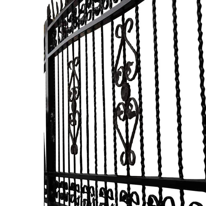 TMG Industrial 16-ft Bi-Parting Deluxe Wrought Iron Ornamental Gate, 100% Solid Forged Steel, Powder Coated, TMG-MG16