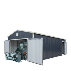 16' x 24' Metal Garage Shed, Double Front & Side Doors, 10’ Peak, 384 Sq-Ft TMG-MS1624