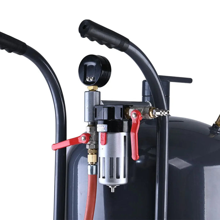 TMG Industrial 20 Gallon Portable Sandblaster, 125 PSI, 25 CFM, 8’ Hose, 5” Rubber Wheels, Filling Funnel, TMG-ABT20
