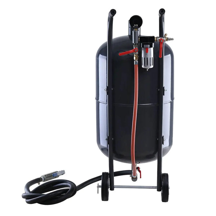 TMG Industrial 20 Gallon Portable Sandblaster, 125 PSI, 25 CFM, 8’ Hose, 5” Rubber Wheels, Filling Funnel, TMG-ABT20