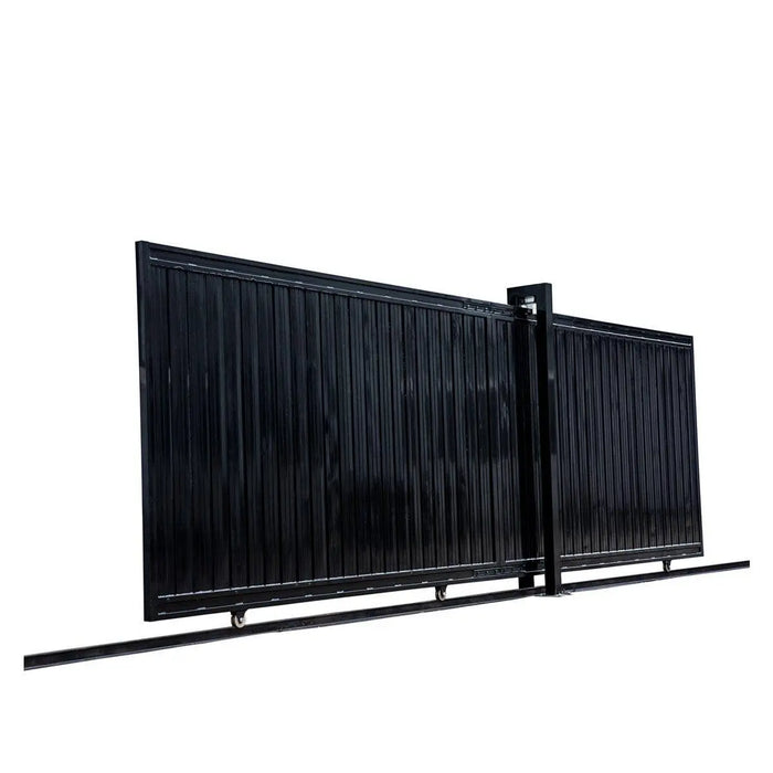 TMG Industrial 20-ft Driveway Privacy Sliding Wrought Iron Gate, Fully Welded Structure & Panels, In-Ground Rail Track, TMG-MGS20