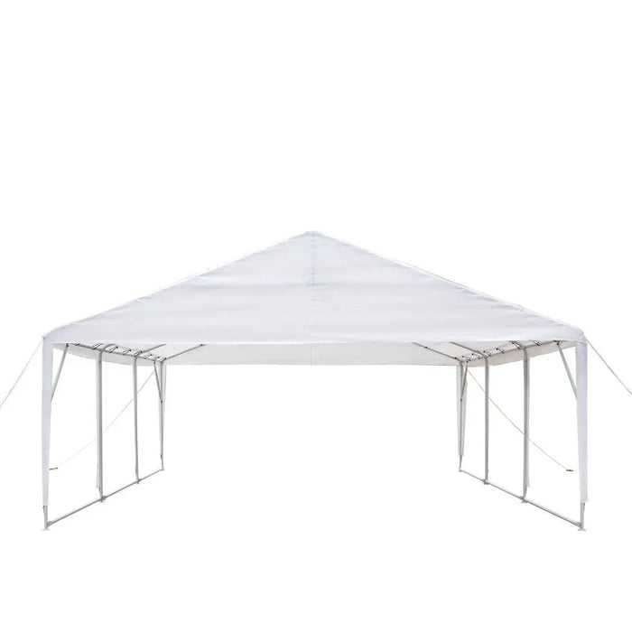 TMG Industrial 20’ x 20’ Heavy Duty Outdoor Party Tent, PE Tarpaulin Fabric, 6’6” Overhead, 10’ Peak Ceiling, TMG-PT2020A