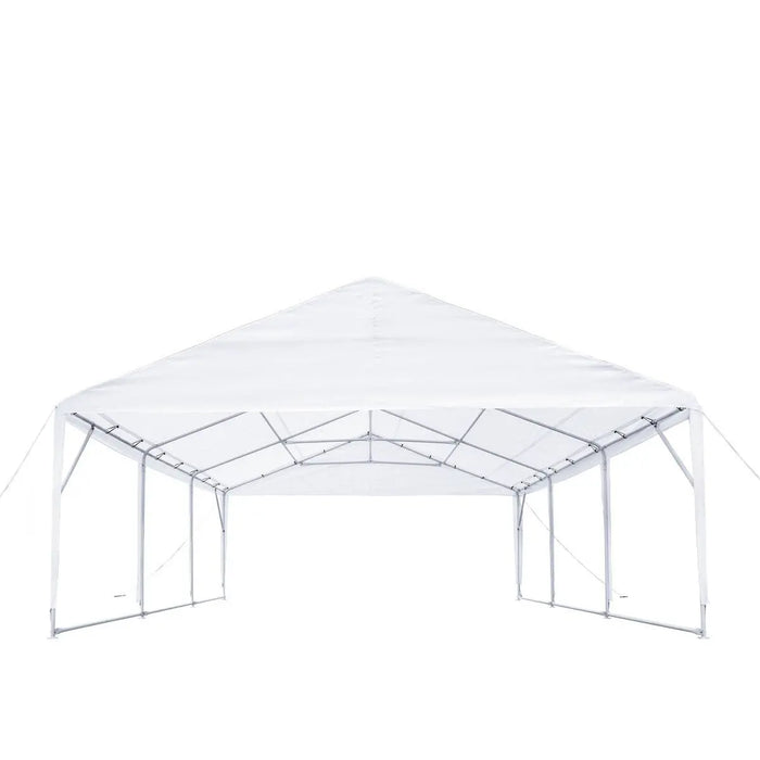 TMG Industrial 20’ x 20’ Heavy Duty Outdoor Party Tent, PE Tarpaulin Fabric, 6’6” Overhead, 10’ Peak Ceiling, TMG-PT2020A