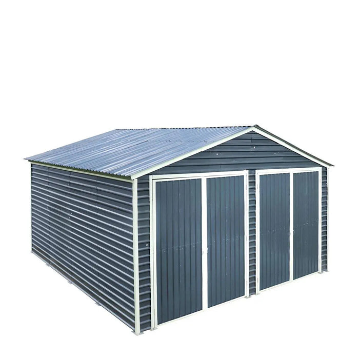 TMG Industrial 20’ x 20’ Metal Garage Shed with 9' High Double Front Doors, 13' Peak Height, Side Entry Door, 400 Sq-Ft Floor Space, TMG-MS2020