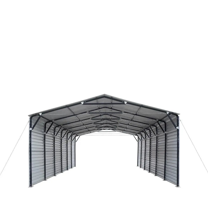 TMG Industrial 20’ x 30’ Metal Shed Carport, 10’ Enclosed Sidewalls, 600 Sq-Ft, 27 GA Corrugated Panels, TMG-MSC2030F