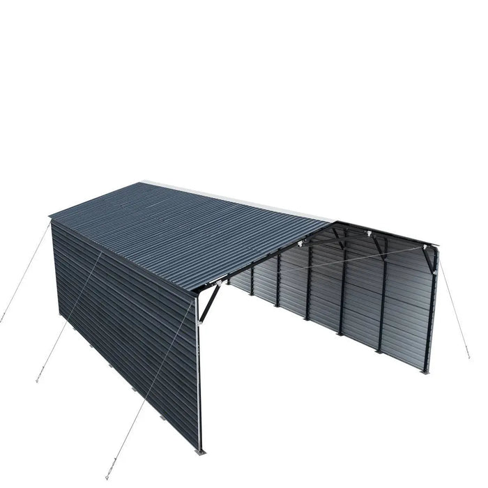 TMG Industrial 20’ x 30’ Metal Shed Carport, 10’ Enclosed Sidewalls, 600 Sq-Ft, 27 GA Corrugated Panels, TMG-MSC2030F