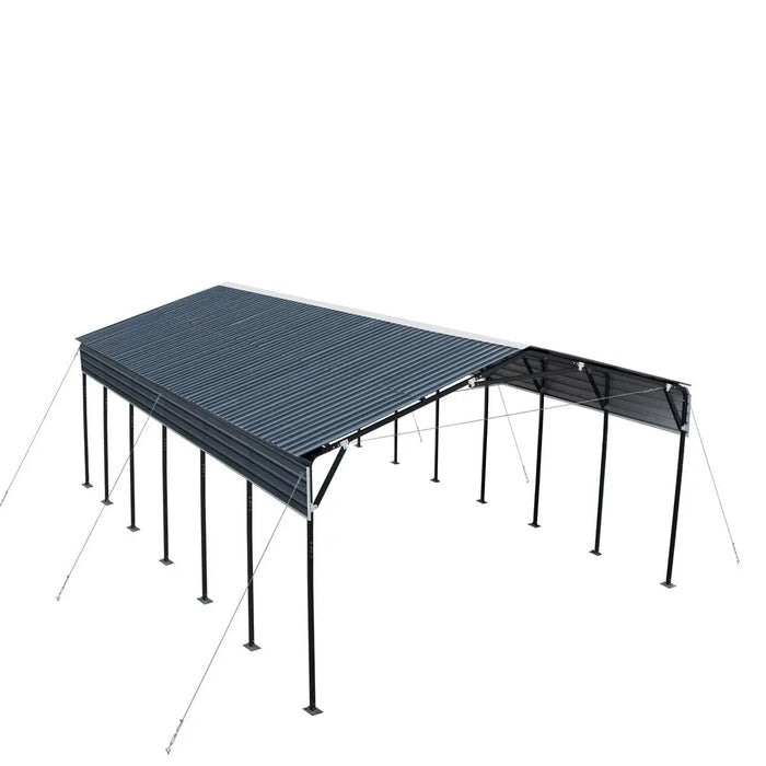 TMG Industrial 20’ x 30’ Metal Shed Carport, 10’ Open Sidewalls, 600 Sq-Ft, 27 GA Corrugated Panels, TMG-MSC2030