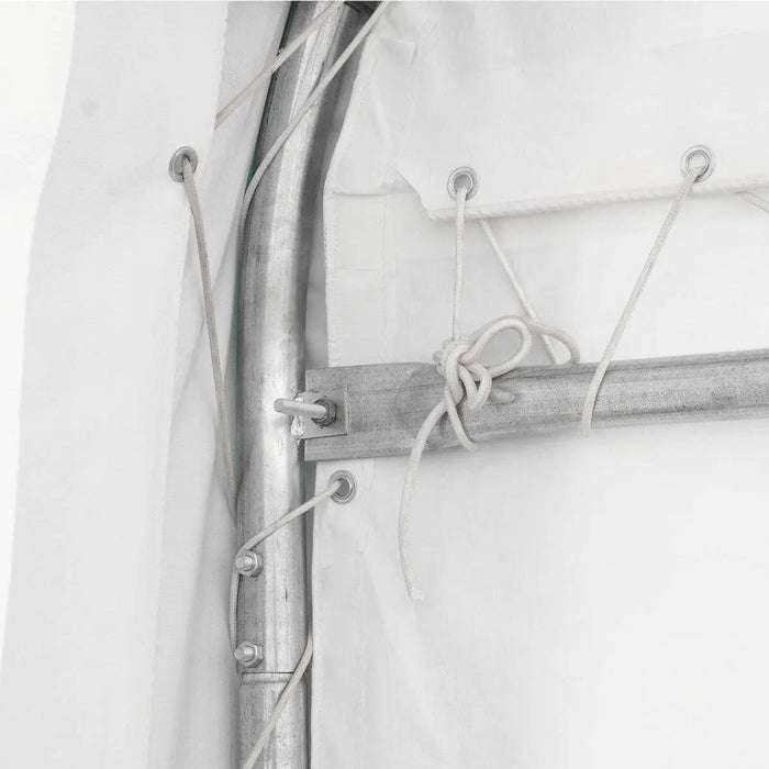 TMG Industrial 20' x 30' Straight Wall Peak Ceiling Storage Shelter with Heavy Duty 11 oz PE Cover & Drive Through Door, TMG-ST2031E