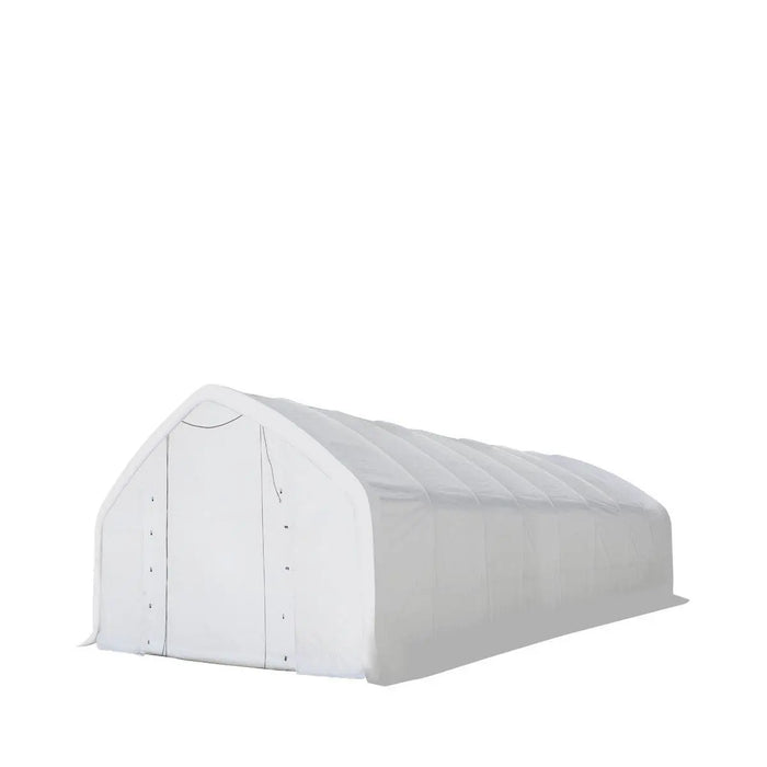 TMG Industrial 20' x 40' Straight Wall Peak Ceiling Storage Shelter with Heavy Duty 17 oz PVC Cover & Drive Through Door, TMG-ST2041V (Previously ST2040V)