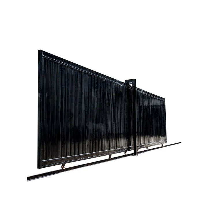 TMG Industrial 25-ft Driveway Privacy Sliding Wrought Iron Gate, Fully Welded Structure & Panels, In-Ground Rail Track, TMG-MGS25