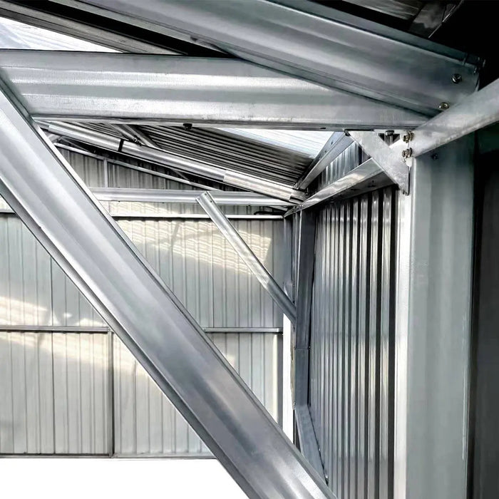 TMG Industrial 25’ x 25’ Double Garage Metal Barn Shed with Side Entry Door, 625 Sq-Ft Floor Space, 9’8” Eave Height, 27 GA Metal, Skylights, 3/12 Roof Pitch, TMG-MS2525 (Discontinued)