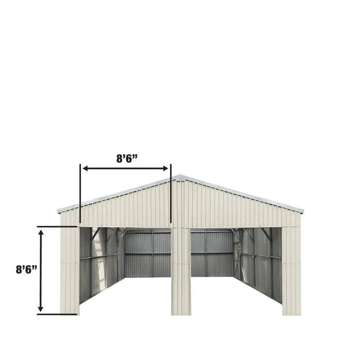 TMG Industrial 25’ x 25’ Double Garage Metal Barn Shed with Side Entry Door, 625 Sq-Ft Floor Space, 9’8” Eave Height, 27 GA Metal, Skylights, 3/12 Roof Pitch, TMG-MS2525 (Discontinued)