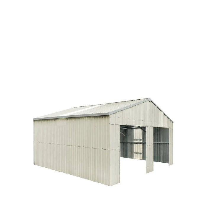 TMG Industrial 25’ x 25’ Double Garage Metal Barn Shed with Side Entry Door, 625 Sq-Ft Floor Space, 9’8” Eave Height, 27 GA Metal, Skylights, 3/12 Roof Pitch, TMG-MS2525 (Discontinued)