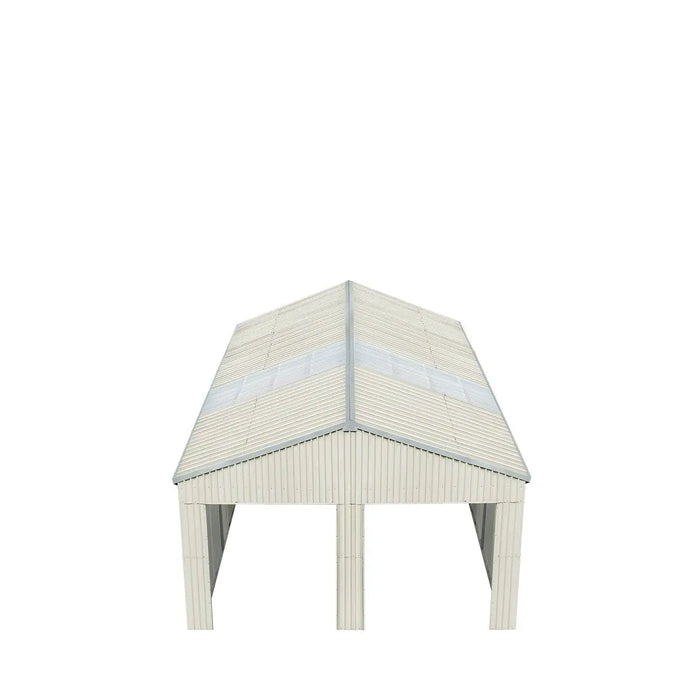 TMG Industrial 25’ x 25’ Double Garage Metal Barn Shed with Side Entry Door, 625 Sq-Ft Floor Space, 9’8” Eave Height, 27 GA Metal, Skylights, 3/12 Roof Pitch, TMG-MS2525 (Discontinued)