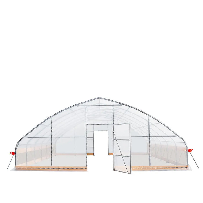 TMG Industrial 25’ x 25’ Tunnel Greenhouse Grow Tent w/6 Mil Clear EVA Plastic Film, Cold Frame, Hand Crank Roll-Up Sides, Peak Ceiling Roof, TMG-GH2525