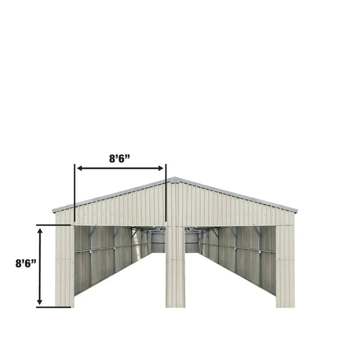 TMG Industrial 25’ x 41’ Double Garage Metal Barn Shed with Side Entry Door, 1025 Sq-Ft Floor Space, 9’8” Eave Height, 27 GA Metal, Skylights, 4/12 Roof Pitch, TMG-MS2541 (Discontinued)