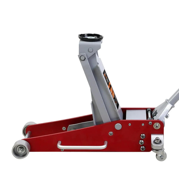 TMG Industrial 2.5 Ton Low Profile Aluminum Floor Jack, 17” Max. Height, 4” Clearance, 360° Caster Pivot, TMG-AJF02A