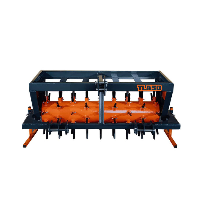 3 Point Hitch Drum Plug Aerator, 50" Working Width, Cat 1 & Cat 2 Tractors, 5" Plug Length, TMG-TLA50