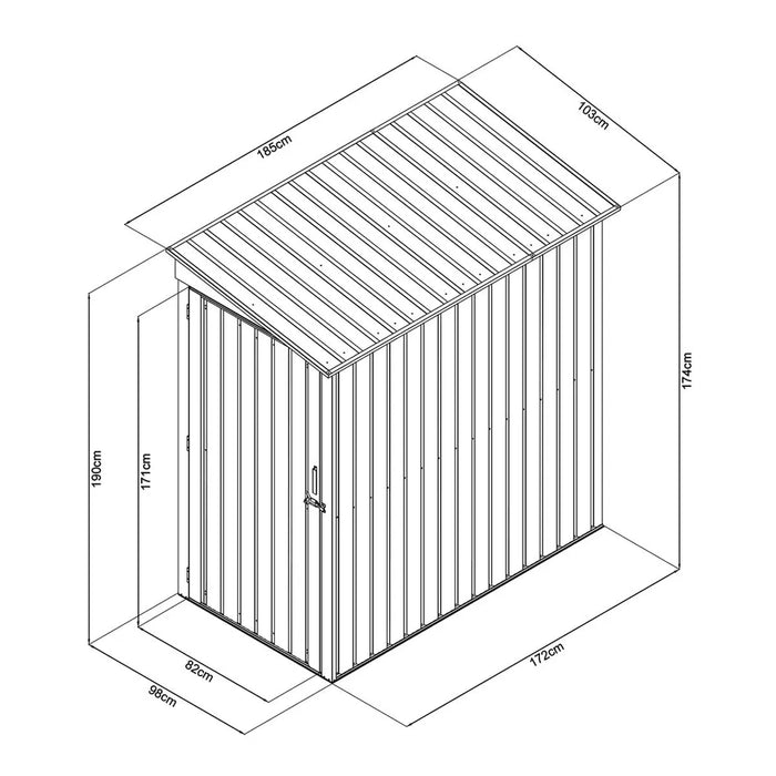 TMG Industrial 3’ x 6’ Galvanized Metal Pent Shed, 29 GA Corrugated Metal, 75“ Upper edge, TMG-MS0306