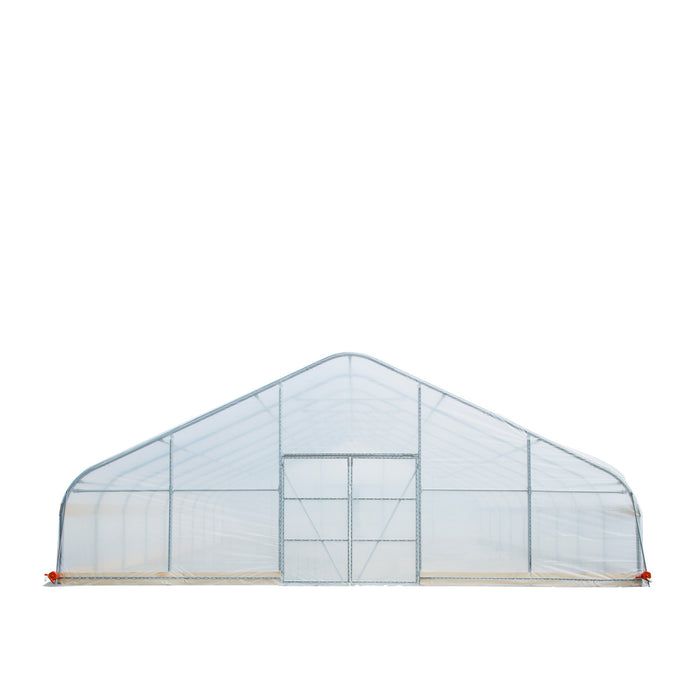 TMG Industrial 30’ x 150’ Tunnel Greenhouse Grow Tent w/6 Mil Clear EVA Plastic Film, Cold Frame, Hand Crank Roll-Up Sides, Peak Ceiling Roof, TMG-GH30150-O