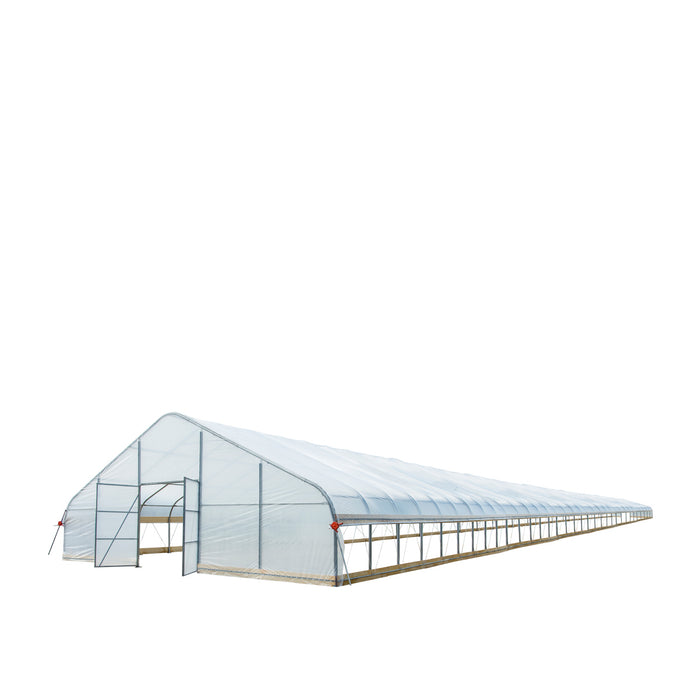 TMG Industrial 30’ x 150’ Tunnel Greenhouse Grow Tent w/6 Mil Clear EVA Plastic Film, Cold Frame, Hand Crank Roll-Up Sides, Peak Ceiling Roof, TMG-GH30150-O
