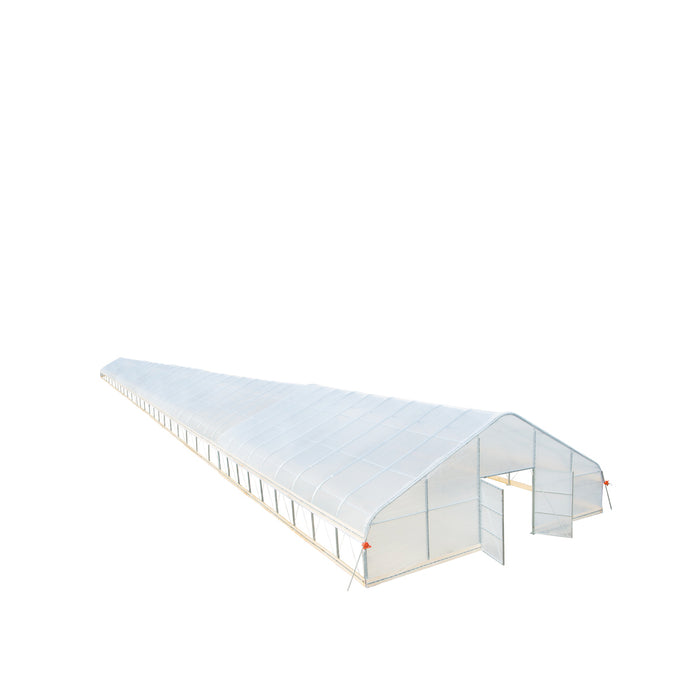 TMG Industrial 30’ x 150’ Tunnel Greenhouse Grow Tent w/6 Mil Clear EVA Plastic Film, Cold Frame, Hand Crank Roll-Up Sides, Peak Ceiling Roof, TMG-GH30150-O