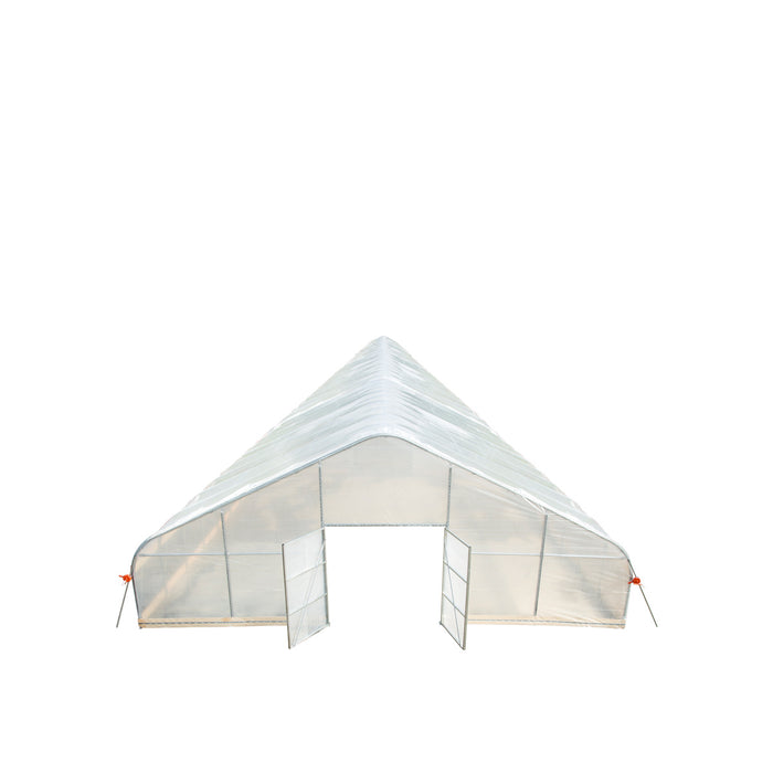 TMG Industrial 30’ x 150’ Tunnel Greenhouse Grow Tent w/6 Mil Clear EVA Plastic Film, Cold Frame, Hand Crank Roll-Up Sides, Peak Ceiling Roof, TMG-GH30150-O