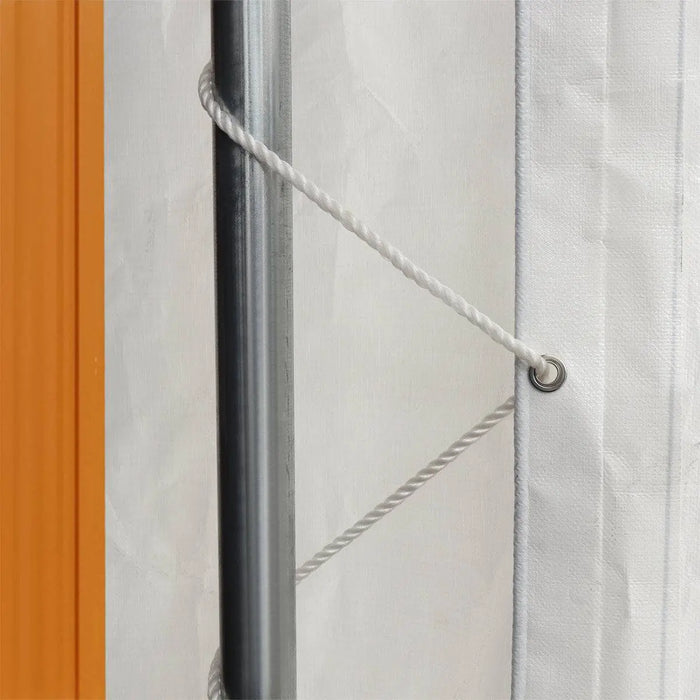 TMG Industrial 30' x 20' Dual Truss Container Shelter with Heavy Duty 17 oz PVC Cover, Enclosed End Wall & Front Drop, TMG-DT3020CF