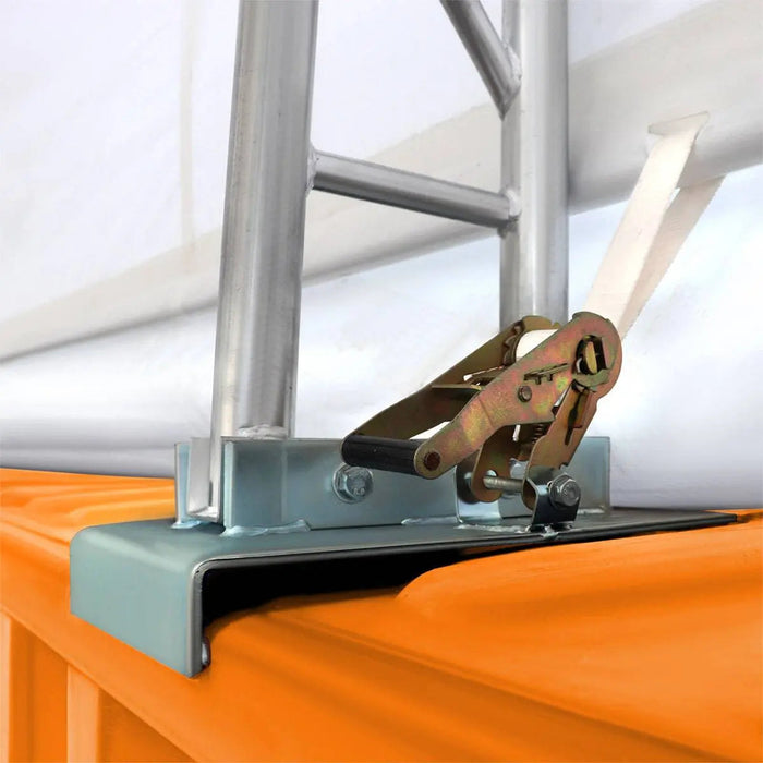 30' x 20' Dual Truss Container Shelter with Heavy Duty 17 oz PVC Cover, Enclosed End Wall & Front Drop, TMG-DT3020CF