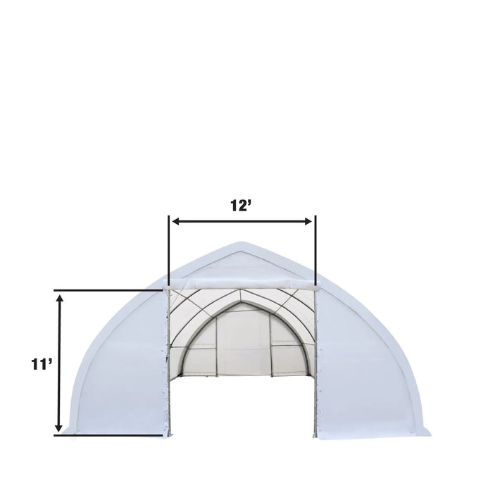 30' x 40' Peak Ceiling Storage Shelter with Heavy Duty 17 oz PVC Cover & Drive Through Doors, TMG-ST3040V