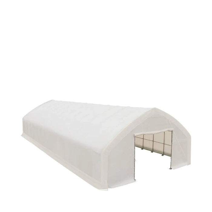 TMG Industrial 30' x 70' Straight Wall Peak Ceiling Storage Shelter with Heavy Duty 11 oz PE Cover & Drive Through Doors, TMG-ST3070E(Previously ST3070)