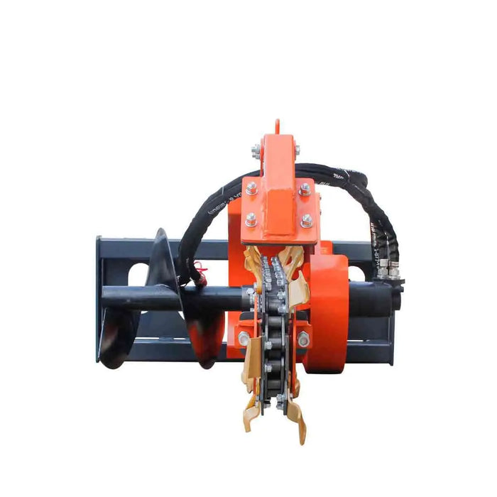 TMG Industrial 36” Skid Steer Trencher, 19” Auger Discharge, Boom & Crumber Assembly, Earth Tungsten Teeth, TMG-SDT36