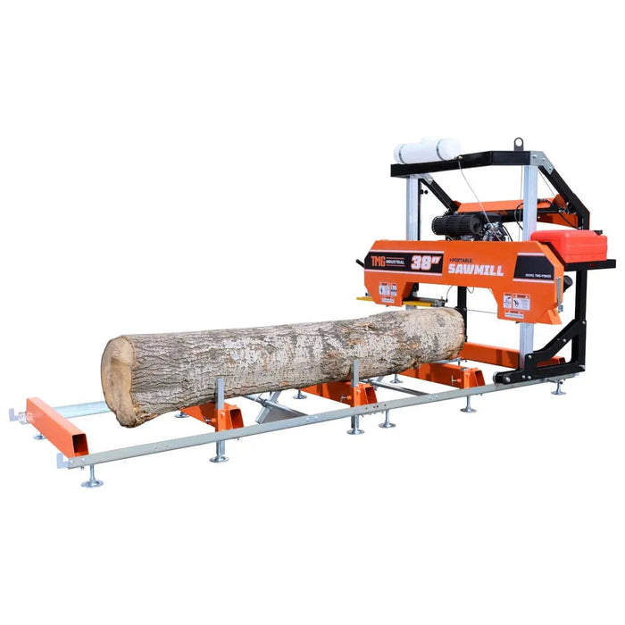 40" Portable Sawmill, 13’ Track Length, 24 HP V-Twin Engine, 4-Post Carriage, 10 L Water Tank, EPA Certified Fuel Tank, TMG-PSM38